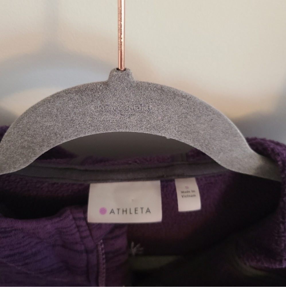 Athleta sweatshirt womens small purple marled full zip fleece hooded - Picture 2 of 5